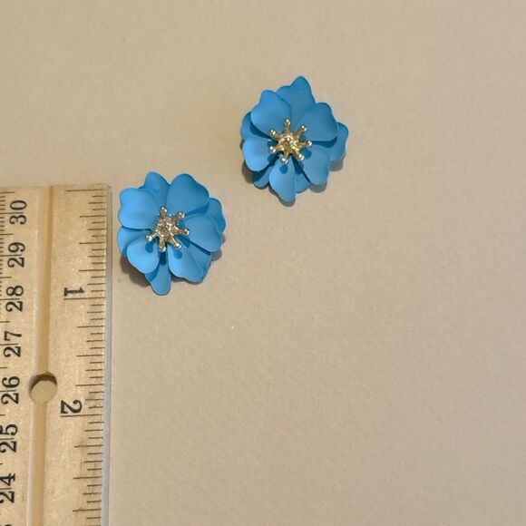 Blue flower Earrings M1294 - Picture 4 of 4